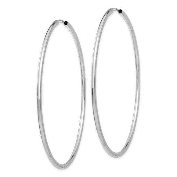 14k White Gold 2mm Polished Endless Hoop Earrings - Picture 4 of 4